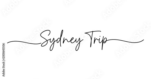 Sydney trip handwritten script typography design. No editable strokes