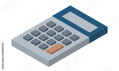 Isometric Calculator Illustration for Financial Accounting and Budget Management