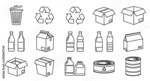 Collection of Recycling and Packaging Icons.