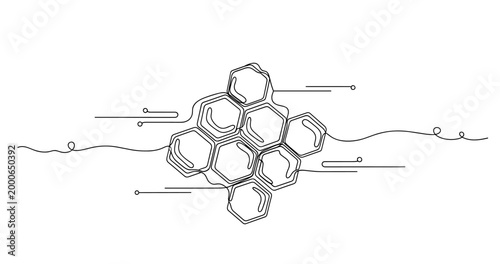 Abstract honeycomb design with geometric hexagon patterns in minimalist style. None editable stroke