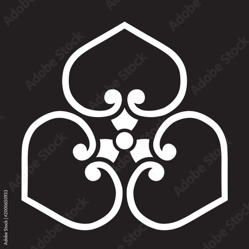 双葉葵の葉を図案化した
日本の伝統的な植物紋である家紋「葵紋」のベクターデータ