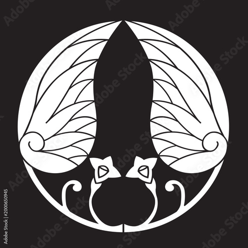 双葉葵の葉を図案化した
日本の伝統的な植物紋である家紋「葵紋」のベクターデータ