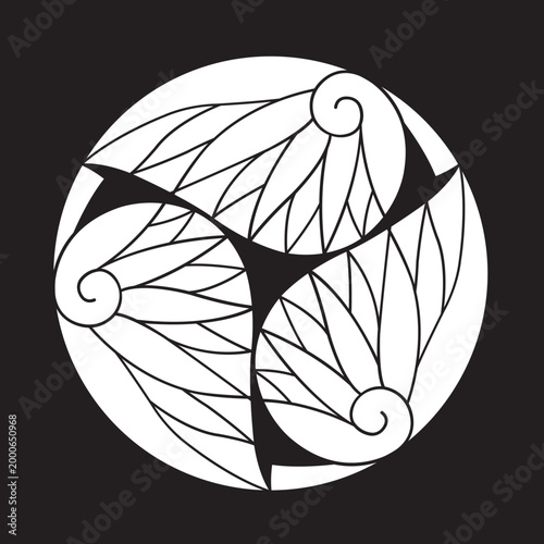 双葉葵の葉を図案化した
日本の伝統的な植物紋である家紋「葵紋」のベクターデータ