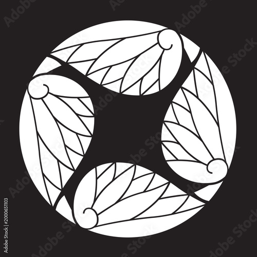 双葉葵の葉を図案化した
日本の伝統的な植物紋である家紋「葵紋」のベクターデータ