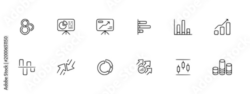 Dashboard UI Line Icons Collection, Analytics Interface Minimal Outline Vector Icons