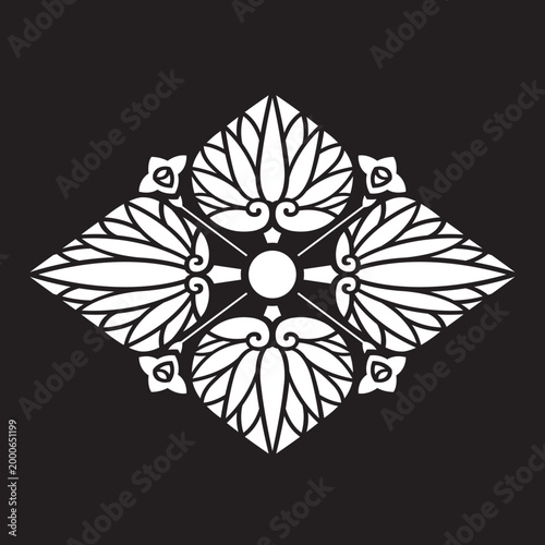 双葉葵の葉を図案化した
日本の伝統的な植物紋である家紋「葵紋」のベクターデータ