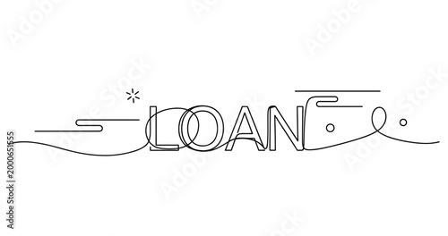 Minimalist line art of cars and loan concept in black on white. None editable stroke