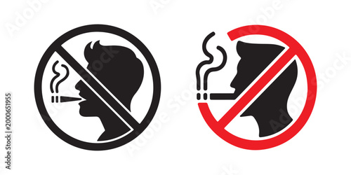 No smoking no vaping sign red and black circle crossed symbols vector illustration