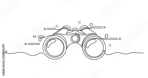 Minimalist line art of binoculars with abstract elements. None editable stroke
