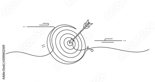 “abstract line art of bullseye with arrow hitting the center”. None editable stroke