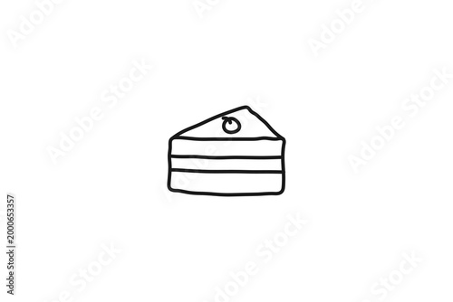 cake with cherry icon hand draw