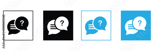 Discussion, question speach bubble icon. Vector illustration in outline style eps 10.