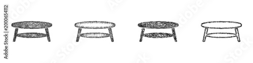 Sketch coffee table icon design set