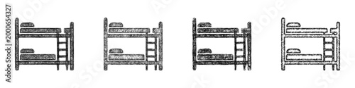 Sketch bunk bed icon design set