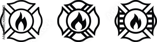 Minimalist Fire Service Shield Icons for Emergency Rescue Branding
