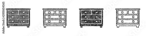 Sketch dresser icon design set