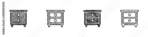 Sketch nightstand icon design set