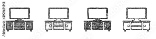 Sketch tv stand icon design set
