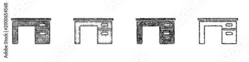 Sketch desk icon design set