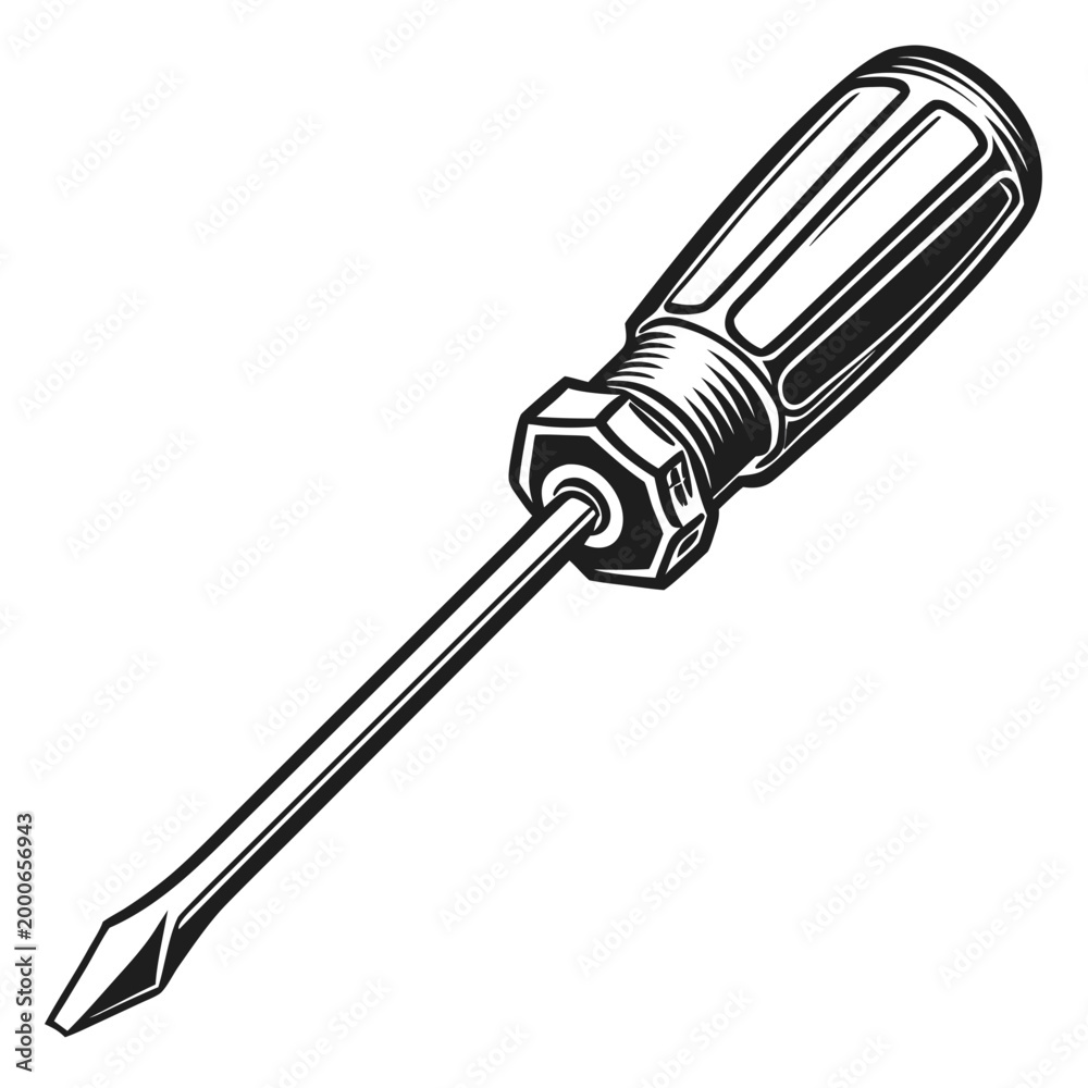 Fototapeta premium Screwdriver, flathead tool, metal hardware, DIY repair, hand tool