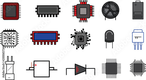 Assorted electronic components collection a variety of circuitry building blocks