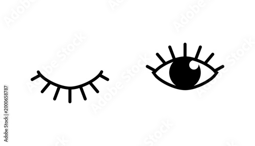 Vector illustration of eyes and eyelashes icon on a white background.