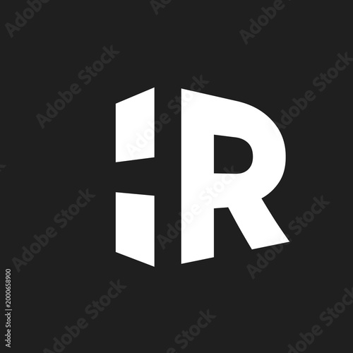 HR Monogram Logo in 3D White Letters on Black Background