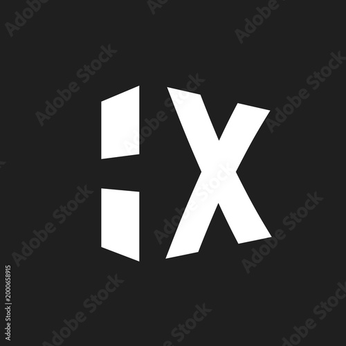 Bold Geometric Letter HX Logo Design in White on Black Background Vector Illustration