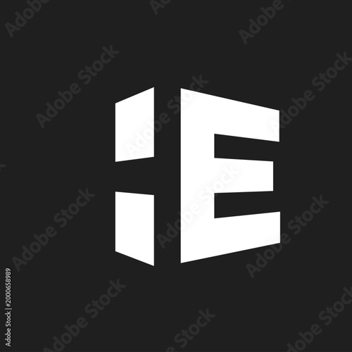 HE Letter Monogram Logo Design in Modern Geometric Block Shape