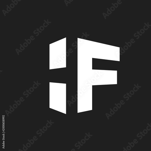Abstract HF Monogram Logo Design, Geometric H F Letters Symbol