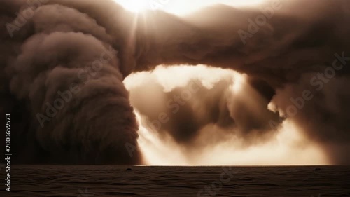 Dark tornado dust storm landscape