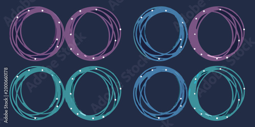 glowing orbital rings in various colors on dark background