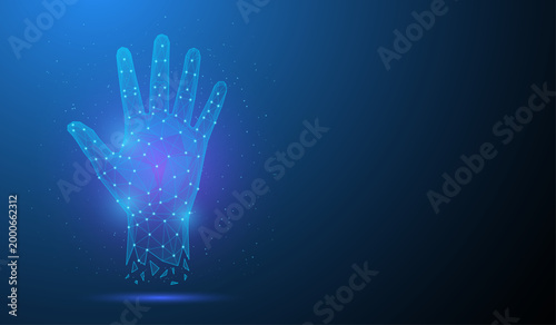 Digital Hand Gesture Network Low Poly Technology Human Connection Vector Illustration