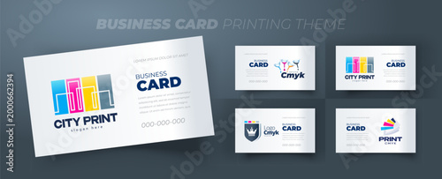 Set Business card Printing theme. Template design vector.