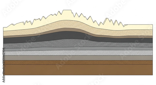 Geological soil layers cross section vector illustration with earth strata sand rock and bedrock structure for education science and environmental design