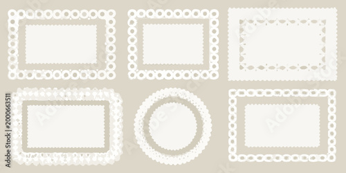 white lace like frames with intricate patterns on beige background high quality professional detailed modern