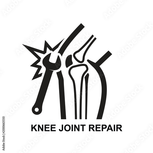 Knee joint repair Icon isolated on background vector illustration. Non AI Generate