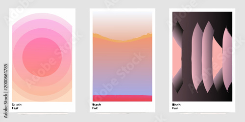set of three abstract banners with smooth color transitions and geometric shapes high quality professional