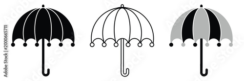 Umbrella icon set. Parasol symbol. Weather sign. Vector illustration eps 10.