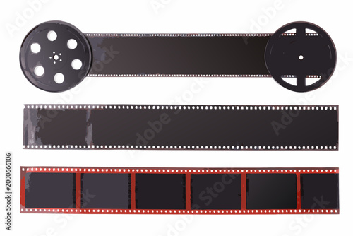 three vintage film strips displayed horizontally high quality