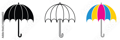 Umbrella icon set. Parasol symbol. Weather sign. Vector illustration eps 10.