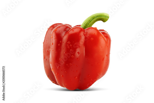 Fresh red bell pepper on white background with clipping path