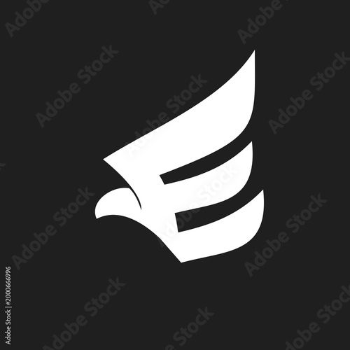 Modern Stylized Eagle Head and Letter E Monogram Logo Design