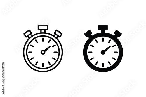 Fotografie Stop watch icons including timer, chronometer, countdown, time tracking symbols