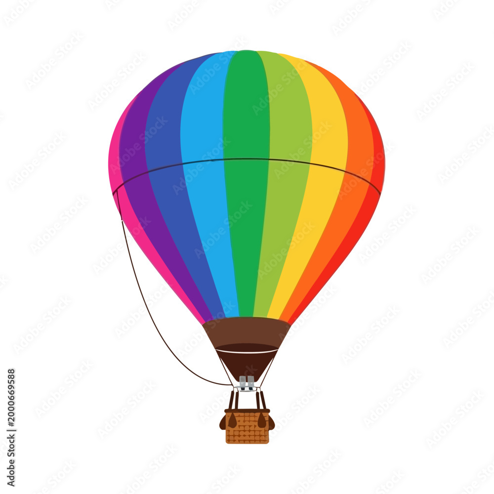 Fototapeta premium Vibrant Rainbow Hot Air Balloon Vector Illustration for Travel and Adventure