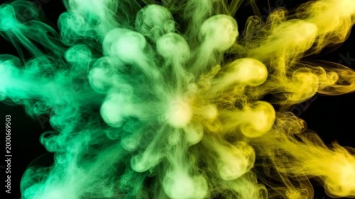 Green and yellow ink explosion burst