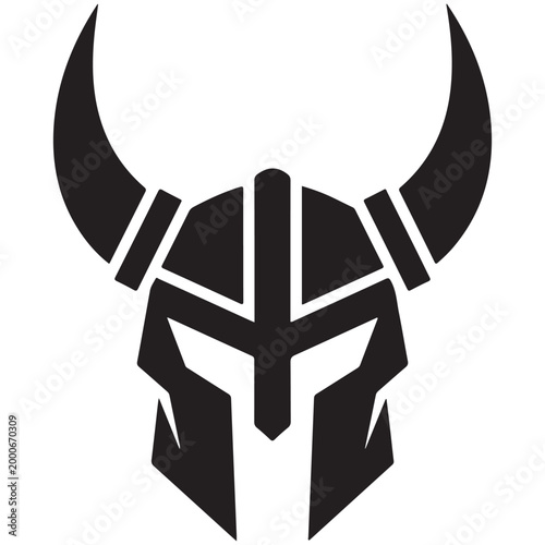 Black silhouette of a horned viking helmet vector illustration isolated on white background