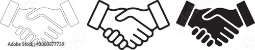 Business Agreement Handshake Symbol Collection.Shaking hands logo. Friendly handshake line and flat style - stock vector.
