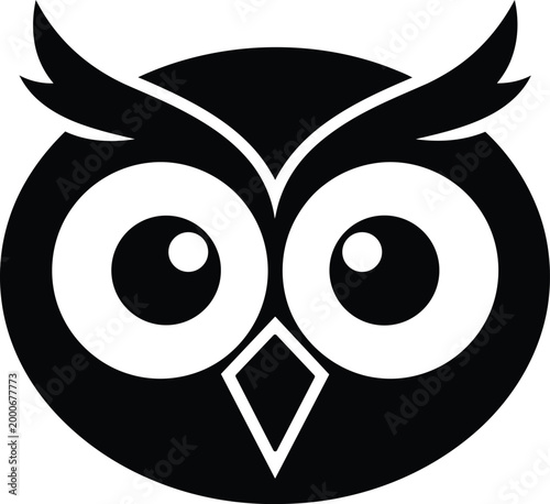 Cute cartoon owl icon isolated on transparent background simple vector illustration