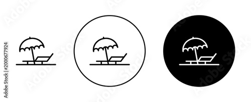 Beach chair with umbrella icons vector graphics collection on white background